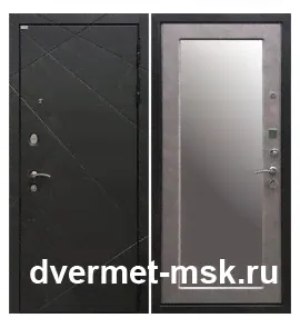 Входная дверь Ратибор Эстет 3К Зеркало Светлый Бетон