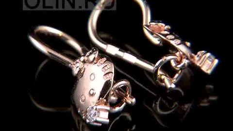 Серьги "Котята" из красного золота 585 пробы