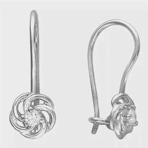 Серьги Эстет, серебро, 925 проба, родирование, фианит, бесцветный