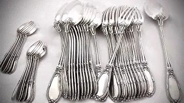 Столовый серебряный набор на 12 персон, Франция, 1900-е гг