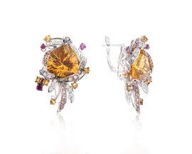 Оригинальные золотые серьги с цитринами 11.00ct Эстет
